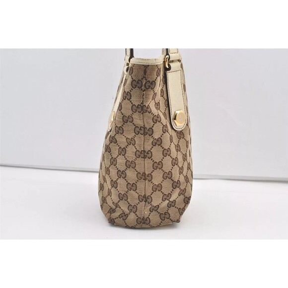 Authentic GUCCI Charmy Shoulder Tote Bag GG Canvas Leather 153361 Brown 8782J - Picture 4 of 16